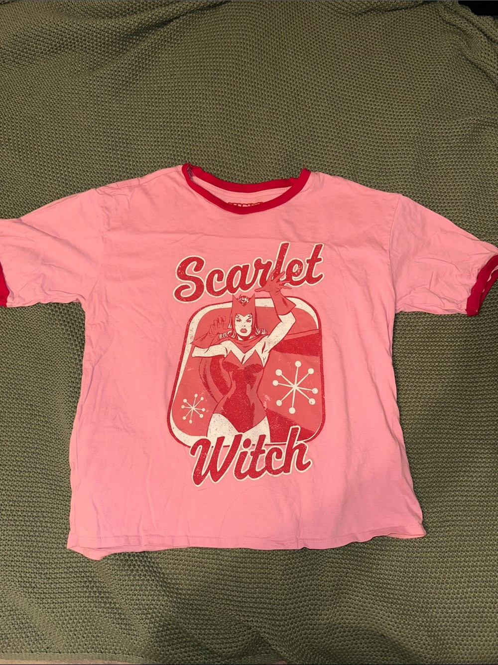 Her Universe Pink and Red Scarlet Witch Graphic Ringer Tee